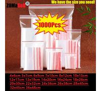 1000-100Pcs Small Zip Lock Plastic Bags Transparent Bag Reclosable Vacuum Storag