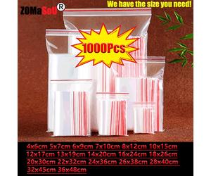 1000-100Pcs Small Zip Lock Plastic Bags Transparent Bag Reclosable Vacuum Storag