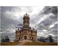 1000(70x50cm)-piece Adult Puzzle, Church Under Clouds Puzzle, Brain Teaser Leisure Stress-Relief Toy Gift