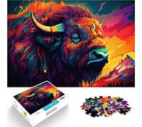 1000 Adult Pieces Jigsaw Puzzle Abstract Animals Bison Made of cardboard for and 14 years and over Play toys because it is ideal as a gift for the whole family。size：38x52cm/14.96x20.47inch