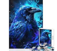 1000 Adult Pieces Jigsaw Puzzle Abstract Raven Blue Flames Educational Toy Funny Gift Educational Games Artists' Collection, Fine Arts Size 50x75cm