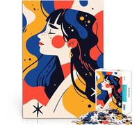 1000 Adult Pieces Jigsaw Puzzle Abstract Woman Among Stars Portrait Minimalist Art DIY-Spielzeug Perfekte Dekoration75x50cm