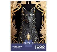 1000 Adult Pieces Jigsaw Puzzle Ancient Black Golden Wolf Adult Jigsaw Puzzle Brain Teaser Game Birthday Present Challenging To Complete 70x50cm/1000pcs