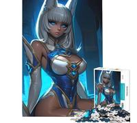 1000 Adult Pieces Jigsaw Puzzle Anime Female Character in Blue And White Brain Teaser Game Addictive Toys to Cultivate Patience Funny Gifts Presents for Women (Size 38x26cm)