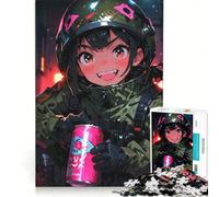 1000 Adult Pieces Jigsaw Puzzle Anime Soldier with Drink, Educational Games, Challenging To Complete, for Birthday, Chrismas 50x75cm