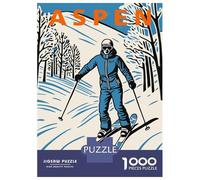 1000 Adult Pieces Jigsaw Puzzle Aspen Skiing Jigsaws for Adults Toy Wall Decor Perfect Decoration Great Gift for Gaming 52x38cm/1000pcs