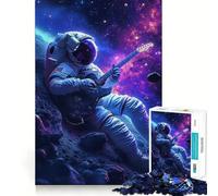 1000 Adult Pieces Jigsaw Puzzle Astronaut Guitar in Space Neat Cut Decor Focus Fun Game Free Time Play Birthday Hobby Gift (50x75cm)