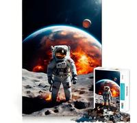1000 Adult Pieces Jigsaw Puzzle Astronaut on The Moon Neat Cut Decor Focus Fun Game Free Time Play Birthday Hobby Gift (50x75cm)