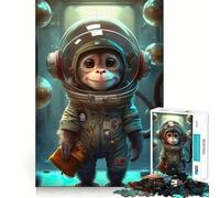 1000 Adult Pieces Jigsaw Puzzle Astronaut Space Monkey Ape Clean Edge Game Cognitive Fun Play Slow Play Fun Festive Leisure Gift (38x26cm)