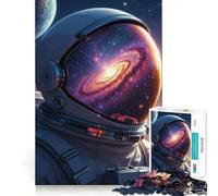 1000 Adult Pieces Jigsaw Puzzle Astronaut with Galaxy Reflection Clean Edge Game Cognitive Fun Play Slow Play Fun Festive Leisure Gift (38x26cm)