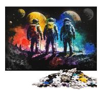1000 Adult Pieces Jigsaw Puzzle Astronauts Standing Planet Puzzle for Adults Cardboard Jigsaw Fun Puzzles Games (Size 38 * 26cm)