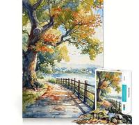 1000 Adult Pieces Jigsaw Puzzle Autumn Serenity Path Clean Edge Game Cognitive Fun Play Slow Play Fun Festive Leisure Gift (50x75cm)