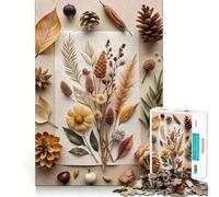 1000 Adult Pieces Jigsaw Puzzle Autumnal Still Life with Dried Elements Clean Edge Game Cognitive Fun Play Slow Play Fun Festive Leisure Gift (38x52cm)