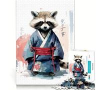 1000 Adult Pieces Jigsaw Puzzle Baby Raccoon Samurai Clean Edge Game Cognitive Fun Play Slow Play Fun Festive Leisure Gift (38x52cm)