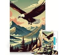 1000 Adult Pieces Jigsaw Puzzle Bald Eagle Flying Over Mountains Neat Cut Decor Focus Fun Game Free Time Play Birthday Hobby Gift (38x26cm)
