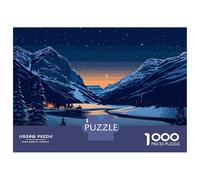 1000 Adult Pieces Jigsaw Puzzle Banff Canada Winter Landscape Illustration Puzzle for Adults Brain Teaser Game Improve Memory Gifts for Friends And Family 38x26cm/1000pcs