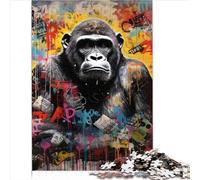 1000 Adult Pieces Jigsaw Puzzle Banksy Style Gorilla Art Jigsaw Puzzle Premium 100% Recycled Board for Kids Age 14 Years Up Puzzles for adults Teens （26x38cm）