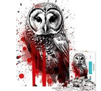 1000 Adult Pieces Jigsaw Puzzle Barred Owl Ink Painting Help The Brain Exercise Home Decoration Practical Game for Ages 14 And over (38x26cm)
