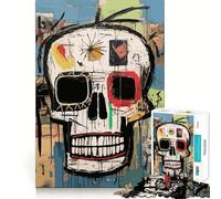 1000 Adult Pieces Jigsaw Puzzle Basquiat Style Skull Perfect Edge Play Cognitive Play Gift Idle Play Game Birthday Activity (38x26cm)