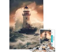 1000 Adult Pieces Jigsaw Puzzle Beacon in The Tempest Brain Intelligence Challenge Addictive Toys Impossible Game Wall Decoration Great Gifts (Size 38x26cm)