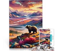 1000 Adult Pieces Jigsaw Puzzle Bear in Mountain Landscape Pädagogisches Familienspiel für Heimdekoration75x50cm