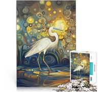 1000 Adult Pieces Jigsaw Puzzle Beautiful Egret Klimt Art Made of wood for and 14 years and over Family Fun It is ideal as a gift for the whole family。size:50x75cm/19.68x29.52inch