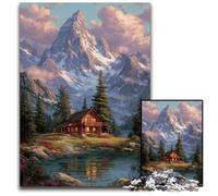 1000 Adult Pieces Jigsaw Puzzle Beautiful Log Cabin Cardboard Jigsaw Puzzles Stress Reliever Staycation Kill Time, A Work of Art for And Age 14 26X38CM
