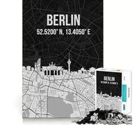 1000 Adult Pieces Jigsaw Puzzle Berlin Skyline City Map Perfect Edge Play Cognitive Play Gift Idle Play Game Birthday Activity (38x26cm)