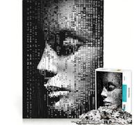 1000 Adult Pieces Jigsaw Puzzle Binary Code Portrait, Family Game, Difficult And Challenge, Birthday And Unique Gifts 50x75cm