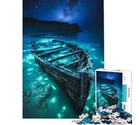 1000 Adult Pieces Jigsaw Puzzle Bioluminescent Phantom Wreckage Under Stars Challenging To Complete Perfect Decoration Fun Games Suitable for Ages 14 And Up (38x52cm)