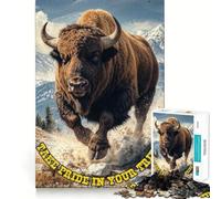 1000 Adult Pieces Jigsaw Puzzle Bison Running Through Mountains Perfect Edge Play Cognitive Play Gift Idle Play Game Birthday Activity (38x26cm)