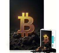 1000 Adult Pieces Jigsaw Puzzle Bitcoin Logo Perfect Edge Play Cognitive Play Gift Idle Play Game Birthday Activity (38x52cm)
