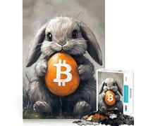1000 Adult Pieces Jigsaw Puzzle Bitcoin Rabbit Hole Easter Bunny Perfect Edge Play Cognitive Play Gift Idle Play Game Birthday Activity (38x52cm)