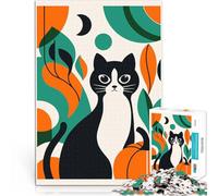1000 Adult Pieces Jigsaw Puzzle Black Cat with Pumpkin Denksportaufgabe für Einzigartige Geburtstags- und Geschenkideen38x26cm