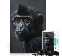 1000 Adult Pieces Jigsaw Puzzle Black Monkey Portrait Fine Cut Art, Mental Focus Game, Quiet Time Game, Birthday Activity (38x52cm)