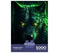 1000 Adult Pieces Jigsaw Puzzle Black Wolf with Green Aura Adult Jigsaw Puzzle Relaxing Games Hand Speed Race Birthday Present, Gifts, 70x50cm/1000pcs