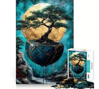 1000 Adult Pieces Jigsaw Puzzle Bonsai Tree on Floating Sphere Fine Cut Art, Mental Focus Game, Quiet Time Game, Birthday Activity (38x26cm)