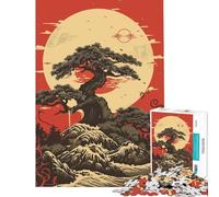 1000 Adult Pieces Jigsaw Puzzle Bonsai Tree Under Full Moon Art Help The Brain Exercise Home Decoration Practical Game for Ages 14 And over (38x26cm)