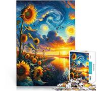 1000 Adult Pieces Jigsaw Puzzle Bright sunflowers under sunset Educational Family Game is ideal as a gift for the whole family 50x70cm