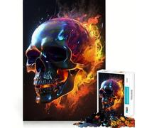 1000 Adult Pieces Jigsaw Puzzle Burning Color Skull Neat Fit Decor Mind Exercise Toy Casual Fun Time Christmas Fun Gift (50x75cm)