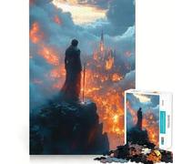 1000 Adult Pieces Jigsaw Puzzle Burning Kingdom Fantasy Art Tight Cut Fun Thinking Skill Game Leisure Fun Time Birthday Activity (38x26cm)