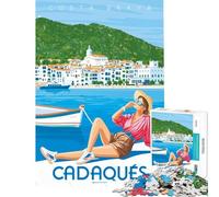 1000 Adult Pieces Jigsaw Puzzle Cadaqués Costa Brava Poster for Educational Game Addictive Toys to Cultivate Patience Gifts Ideas Home Art Decor (size 50x75cm)