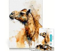 1000 Adult Pieces Jigsaw Puzzle Camel Watercolor Tight Cut Fun Thinking Skill Game Leisure Fun Time Birthday Activity (38x26cm)