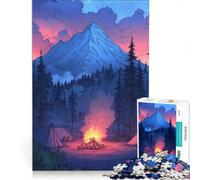 1000 Adult Pieces Jigsaw Puzzle Campfire Under Mountain Sky, Relax Games, Challenging To Complete, Wishlist with Santa Claus 50x75cm