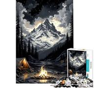 1000 Adult Pieces Jigsaw Puzzle Campfire Under Snowy Peak Challenging To Complete Perfect Decoration Fun Games Suitable for Ages 14 And Up (50x75cm)
