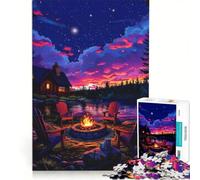 1000 Adult Pieces Jigsaw Puzzle Campfire Under The Stars, Relax Games, Challenging To Complete, Wishlist with Santa Claus 50x75cm