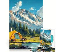 1000 Adult Pieces Jigsaw Puzzle Camping by The River Tight Cut Fun Thinking Skill Game Leisure Fun Time Birthday Activity (50x75cm)