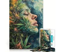 1000 Adult Pieces Jigsaw Puzzle Cannabis Queen Ethereal Dreams Tight Cut Fun Thinking Skill Game Leisure Fun Time Birthday Activity (38x26cm)