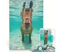 1000 Adult Pieces Jigsaw Puzzle Capybara Underwater Portrait, Relax Games, Challenging To Complete, Wishlist with Santa Claus 38x52cm