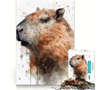 1000 Adult Pieces Jigsaw Puzzle Capybara Watercolor Portrait Tight Cut Fun Thinking Skill Game Leisure Fun Time Birthday Activity (38x26cm)